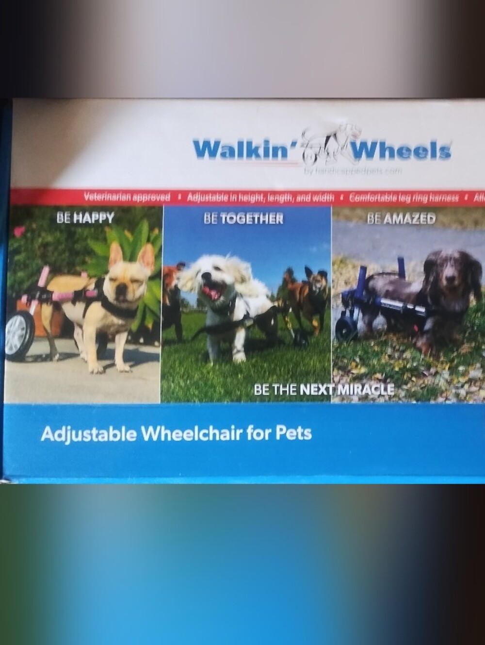 Adjustable Wheelchair for Pets - Blue. For Small Dog